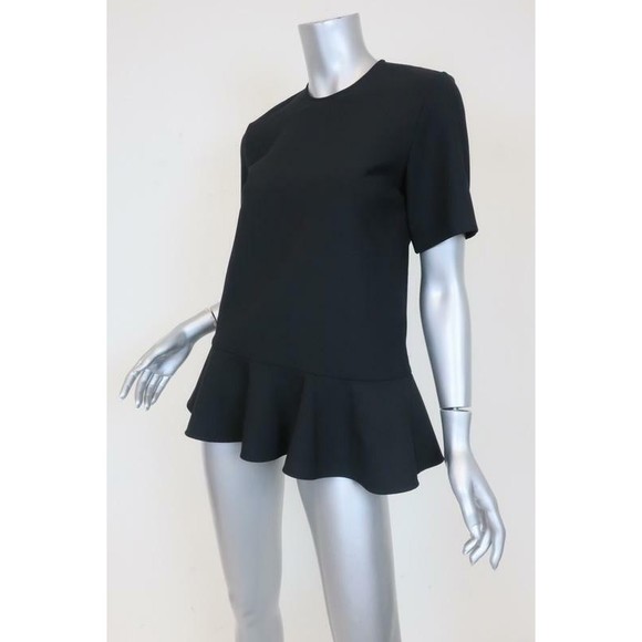 Victoria Victoria Beckham Peplum Top Black Wool-Blend Size 2 Short Sleeve Blouse - Picture 3 of 5